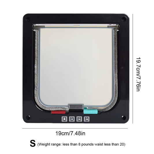 Dog Cat Kitten Flap Puppy Kitten Safety In&Out Pet Door with 4 Way Security Lock Door Pet Doors Sliding Door Safety Pet Door